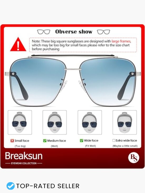 Oversized Square Aviator Sunglasses Retro Metal Frame Pilot Tinted Lens Unisex main image 6